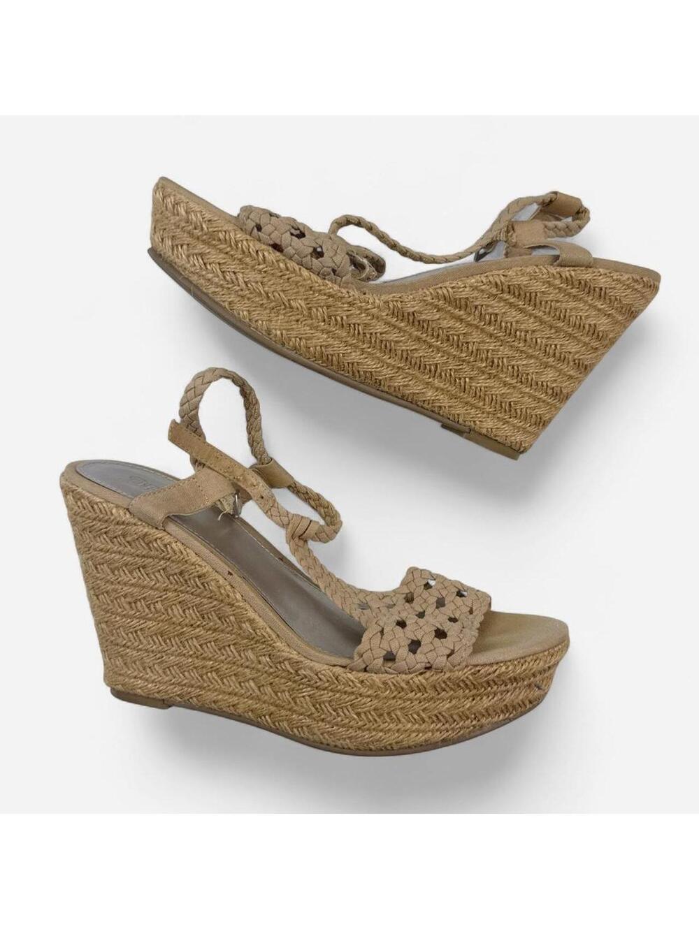 Tan Woven Espadrille Ankle Strap Platform Wedge Sandals in Tan Boho Coquette Y2K
